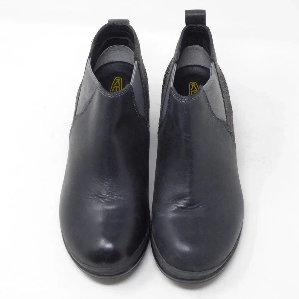 KEEN Womens Morrison Chelsea Block Heel Boots Black Leather Size 5.5